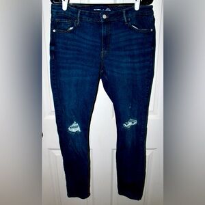 Old Navy Distressed Rockstar Mid Rise Stretch Skinny Jeans Size 14 Blue